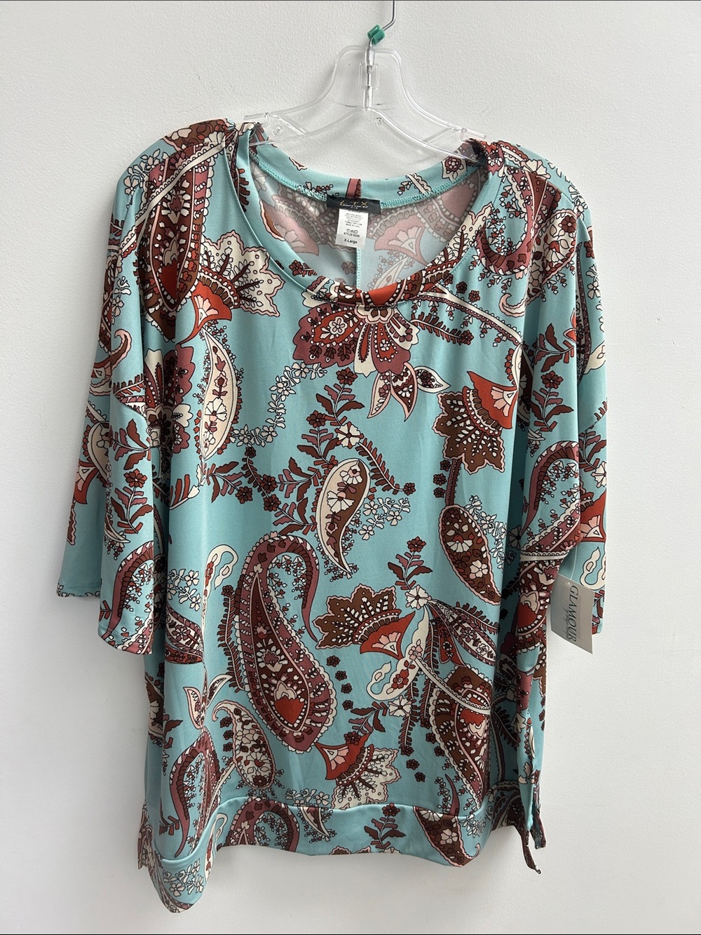 Brown and Teal Paisley Top